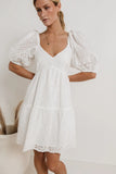 Jaime Eyelet Mini Dress in White FINAL SALE