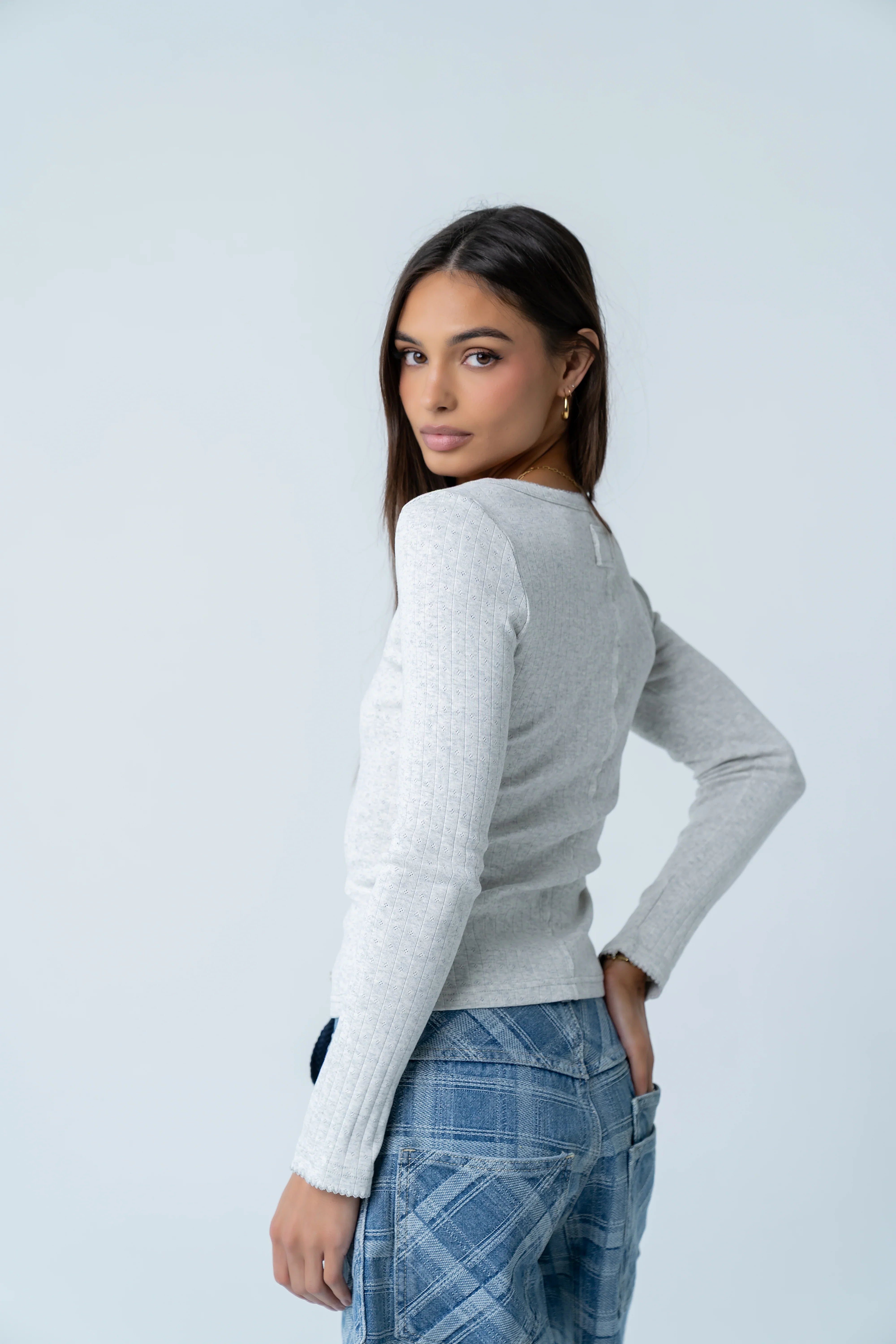 Pura Knit Top in Heather Grey