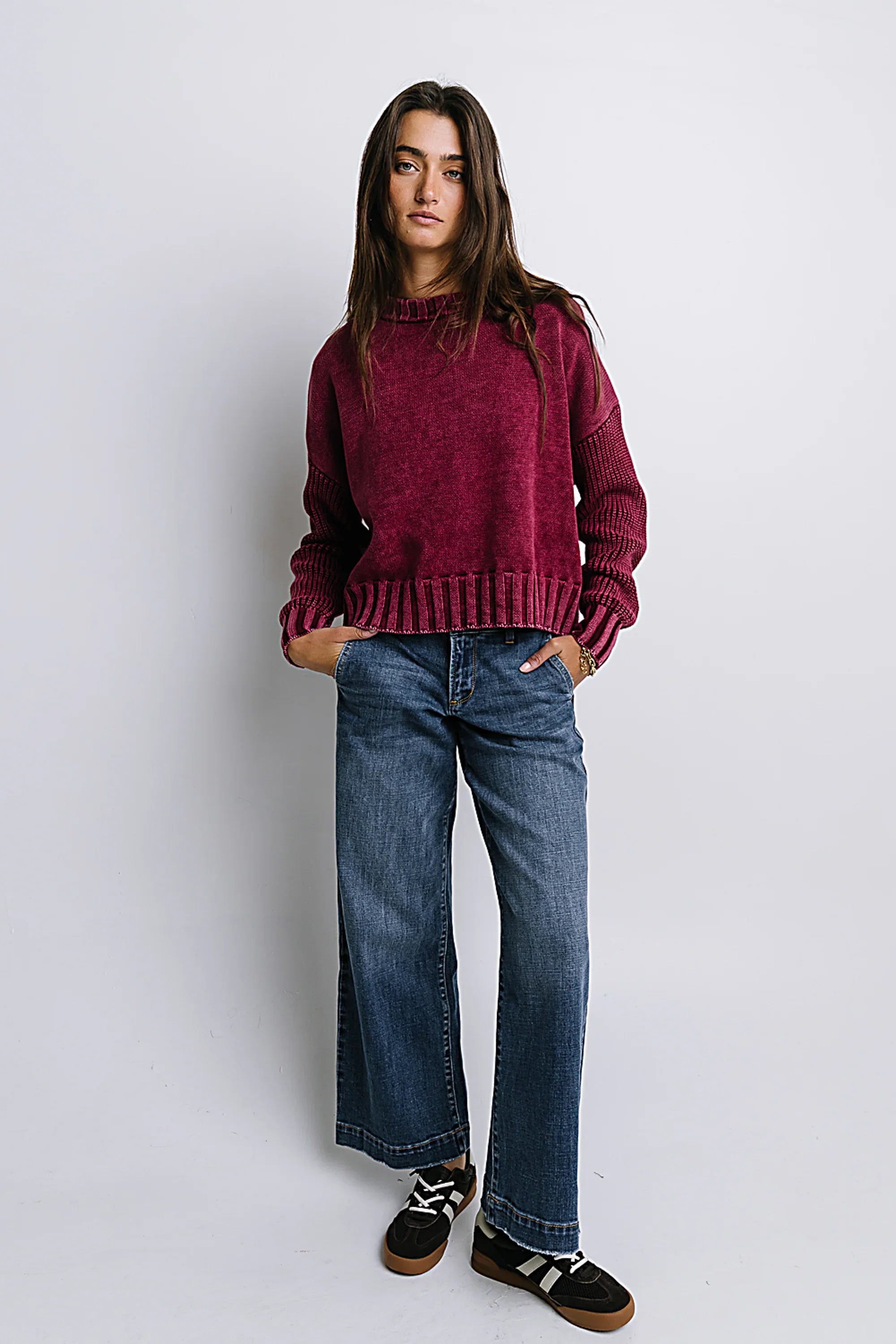 Payton Knit Sweater in Burgundy FINAL SALE