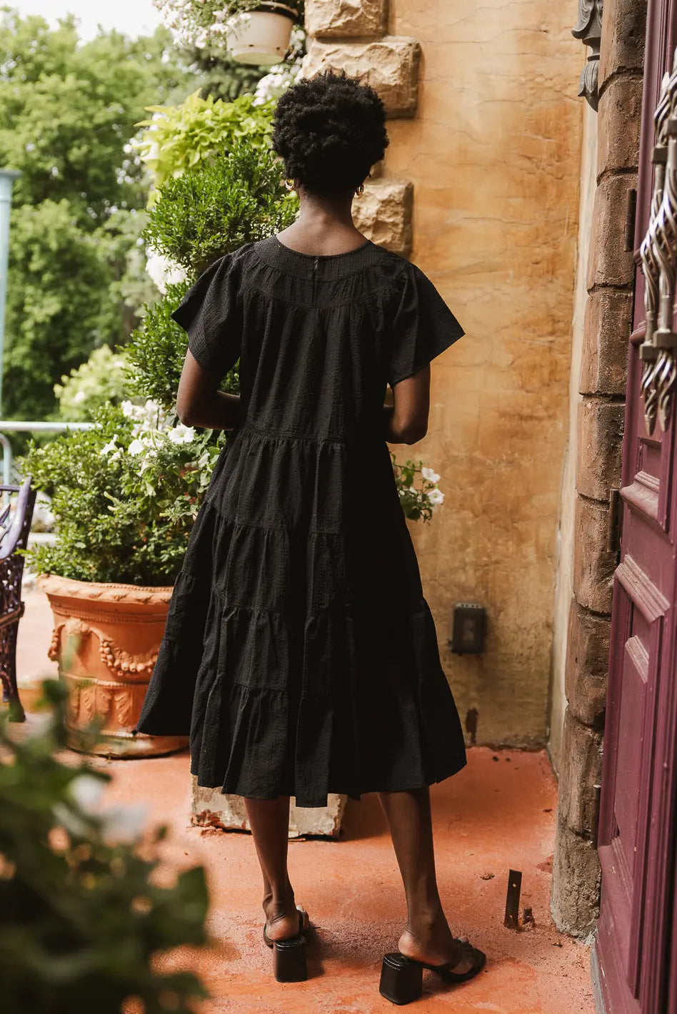 Neve Textured Midi Dress in Black FINAL SALE