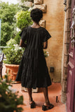 Neve Textured Midi Dress in Black FINAL SALE