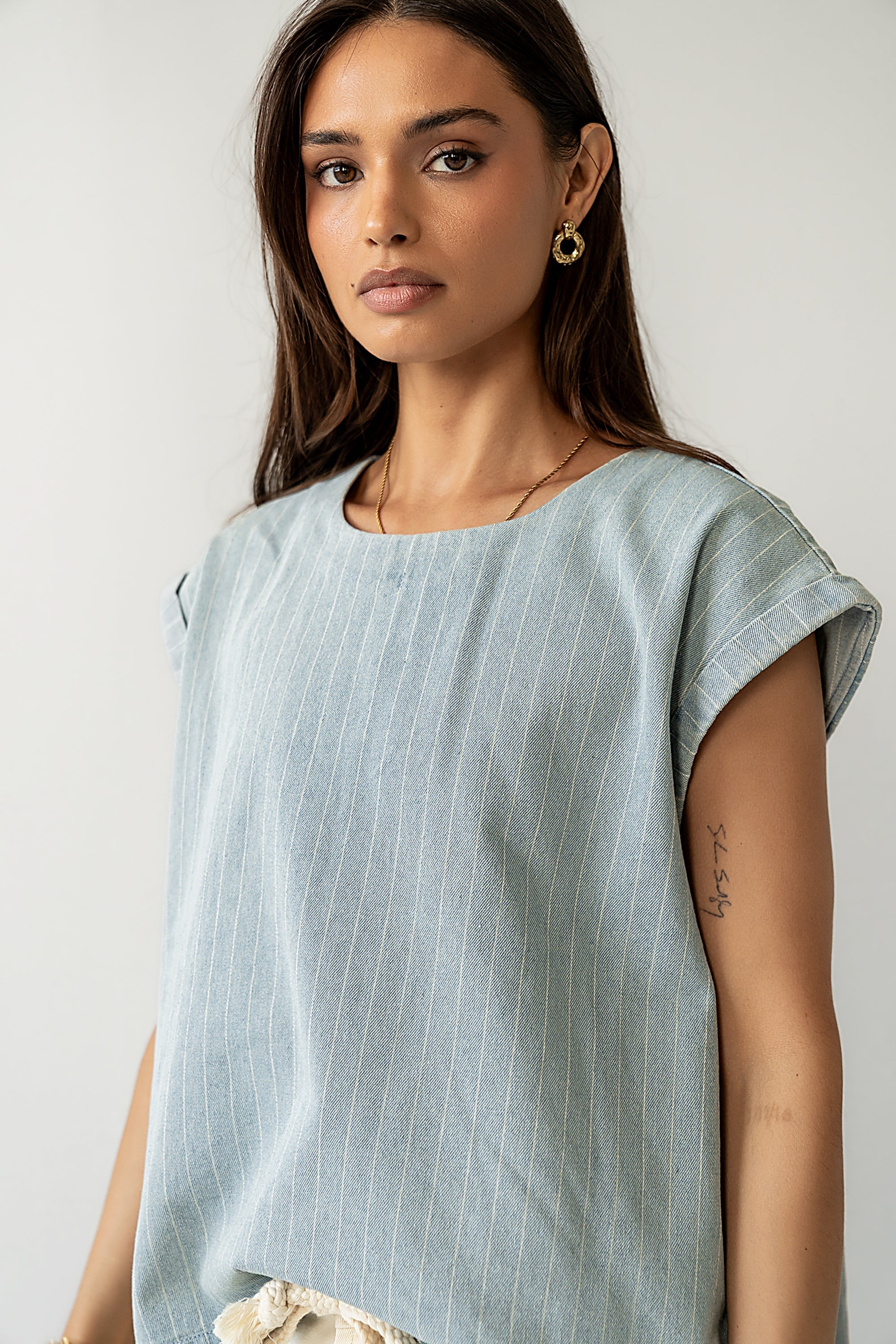 Alisson Striped Denim Blouse