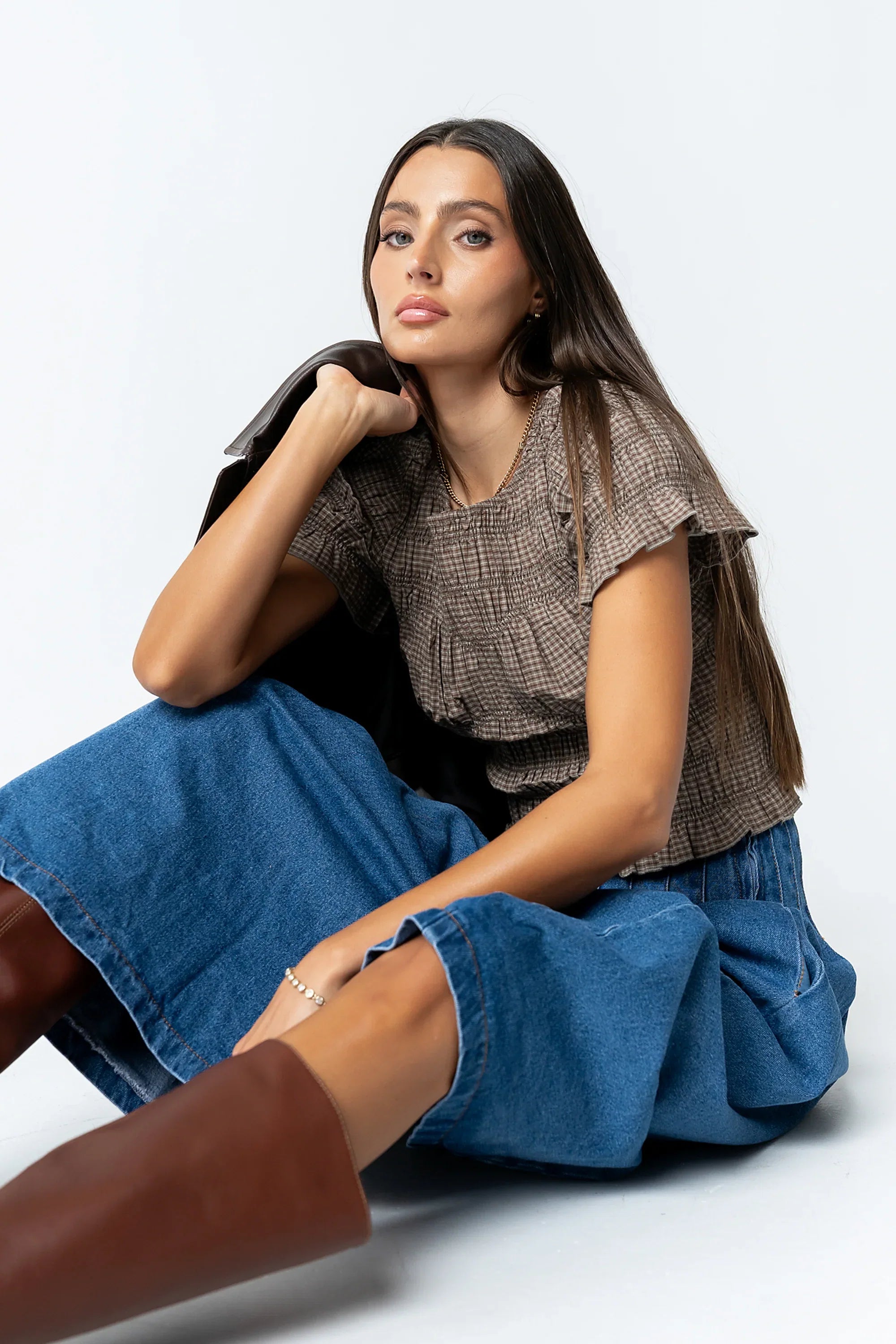 Marta Smocked Blouse in Olive