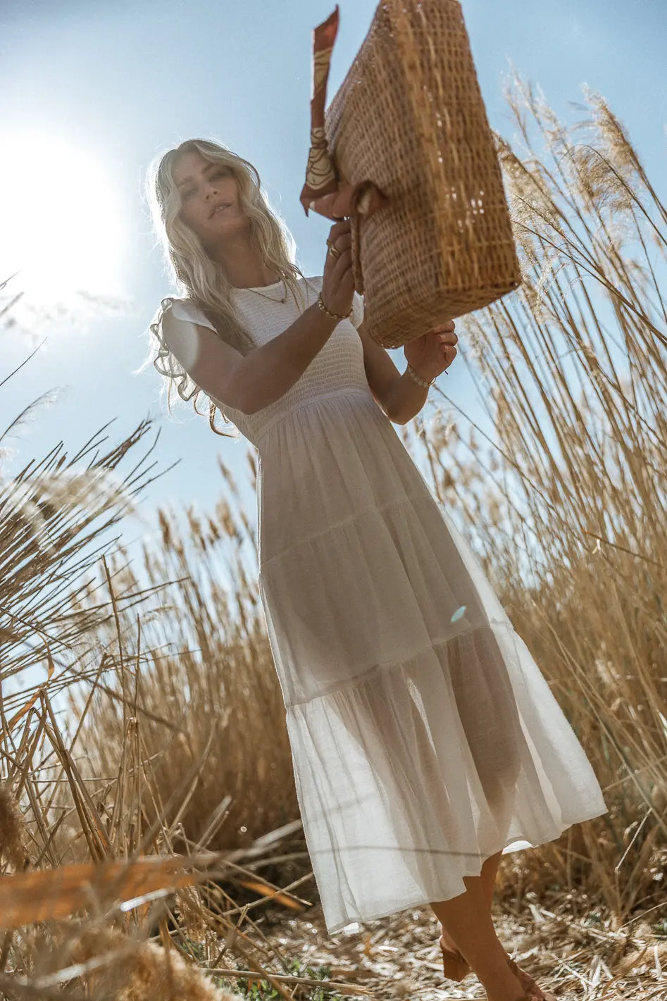 Declan Midi Dress in White FINAL SALE