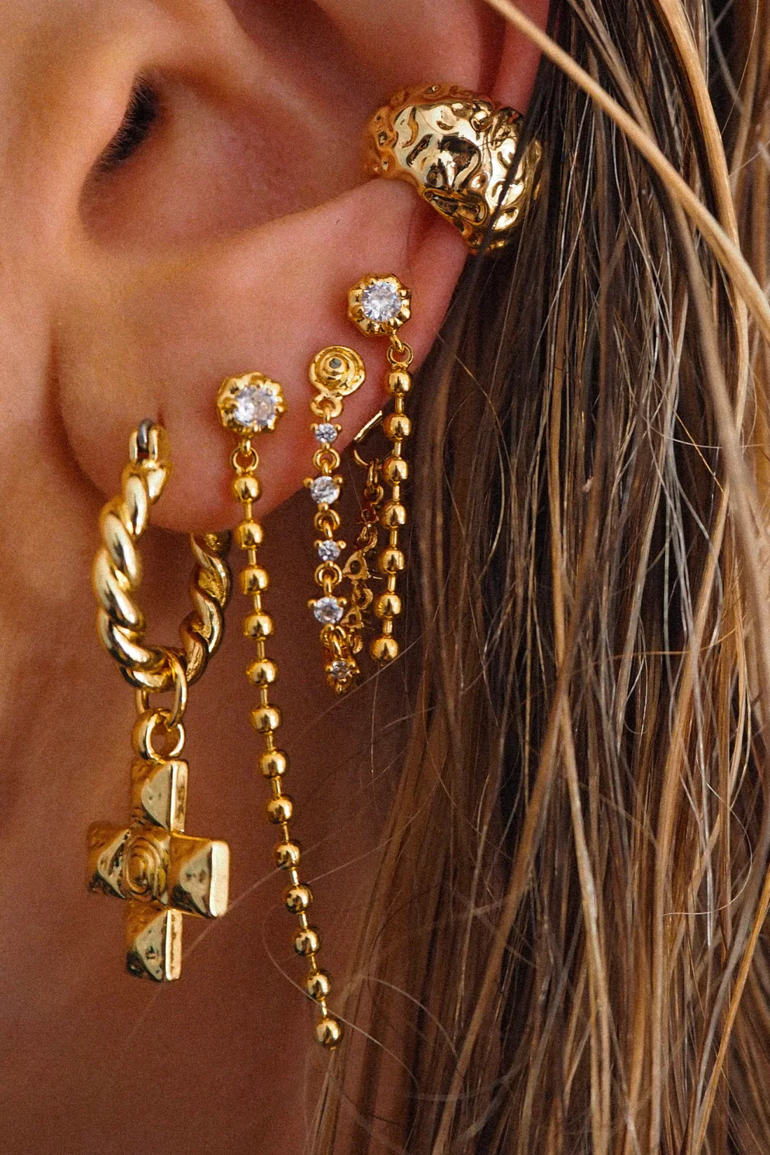 LUV AJ Molten Cross Twisted Hoops