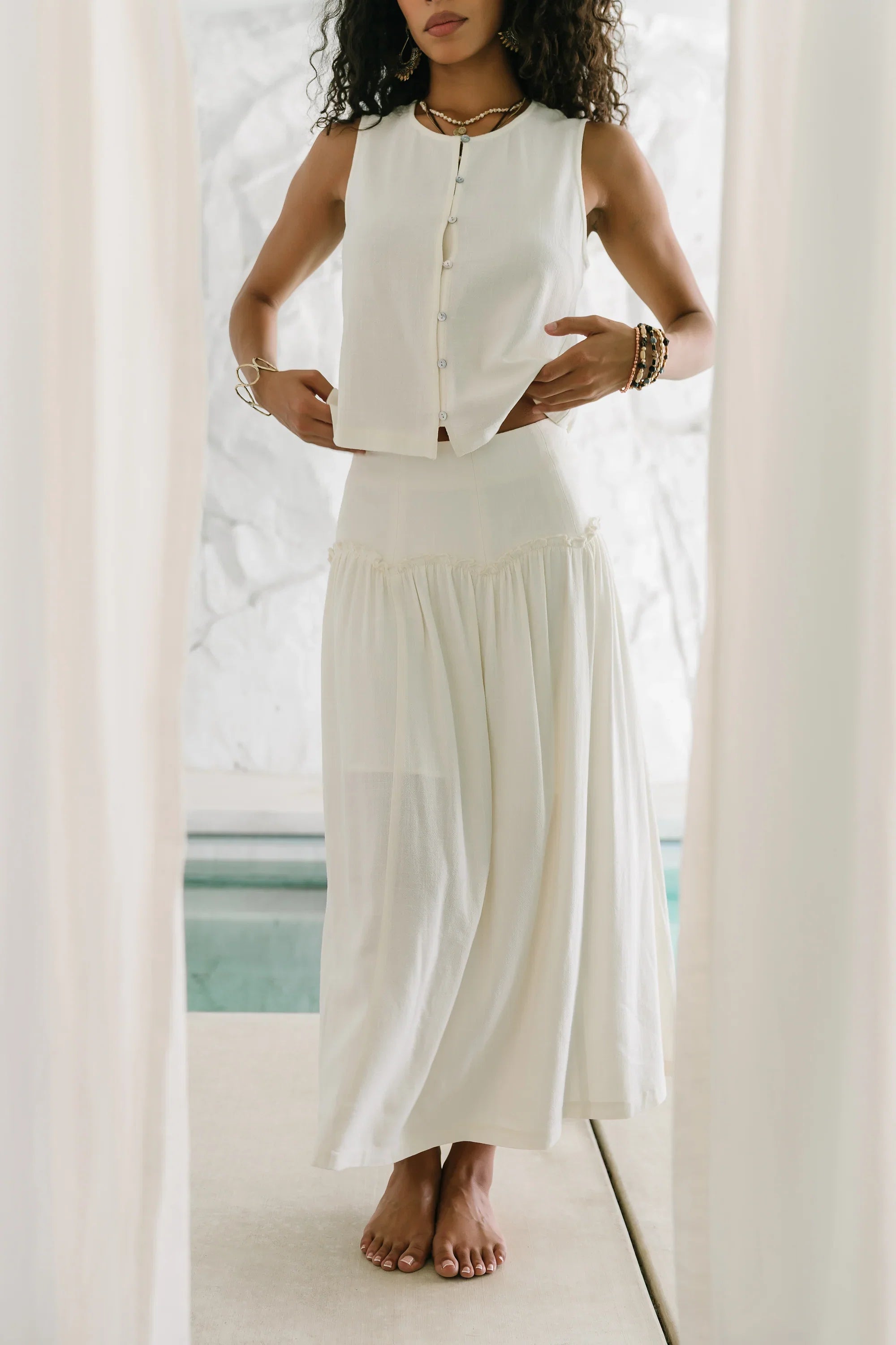 Ray Scallop Maxi Skirt