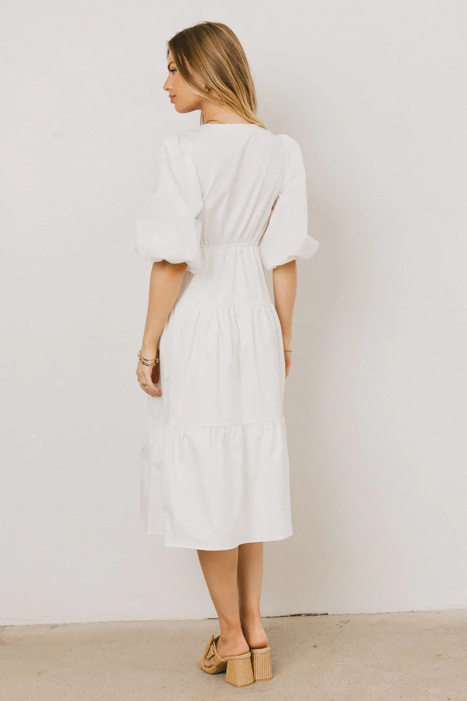 Nadia Midi Dress in Cream FINAL SALE