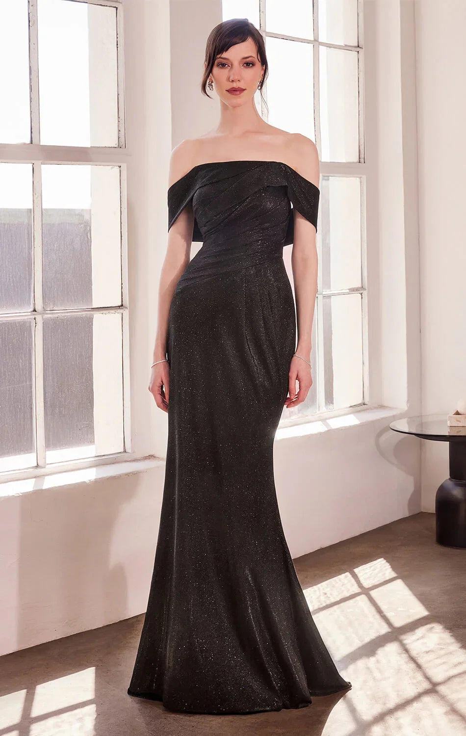 Starlet Gown Off the Shoulder Pleated Dress