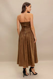 WILD ESPRESSO BROWN FAUX SUEDE MIDI DRESS