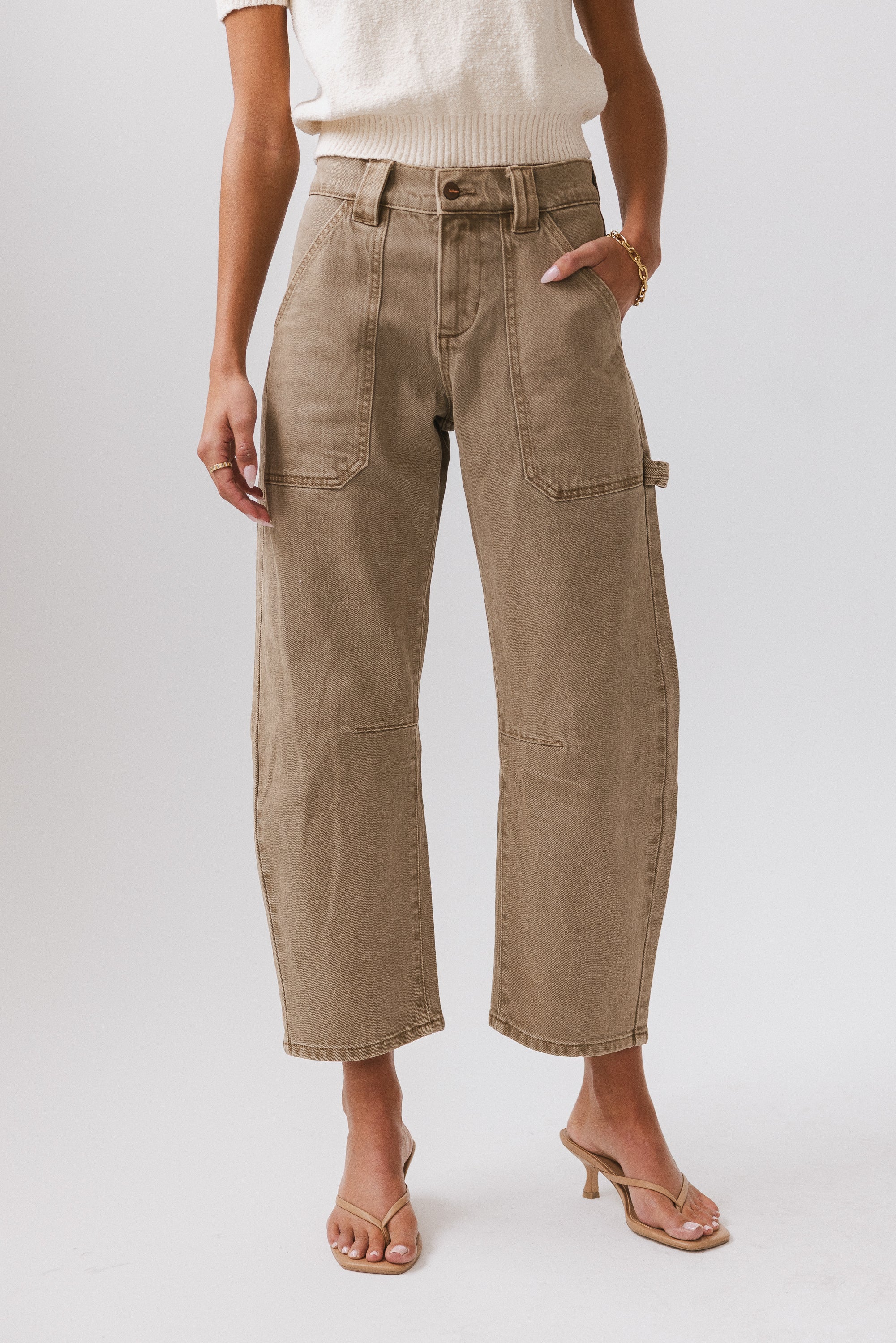 Scottie Barrel Jeans in Tan FINAL SALE