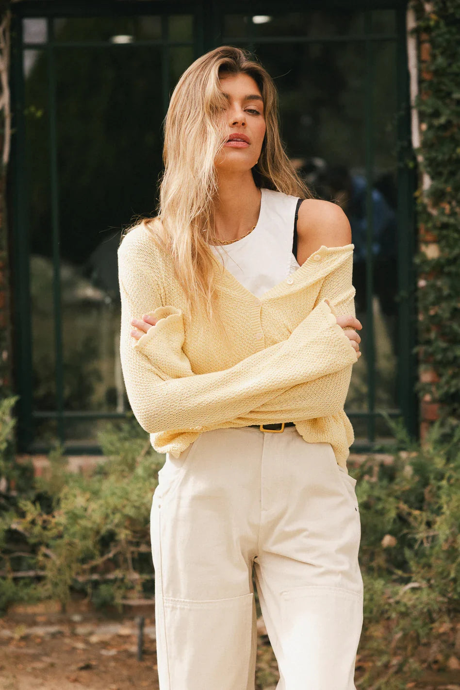 Azuline Knit Cardigan in Yellow FINAL SALE