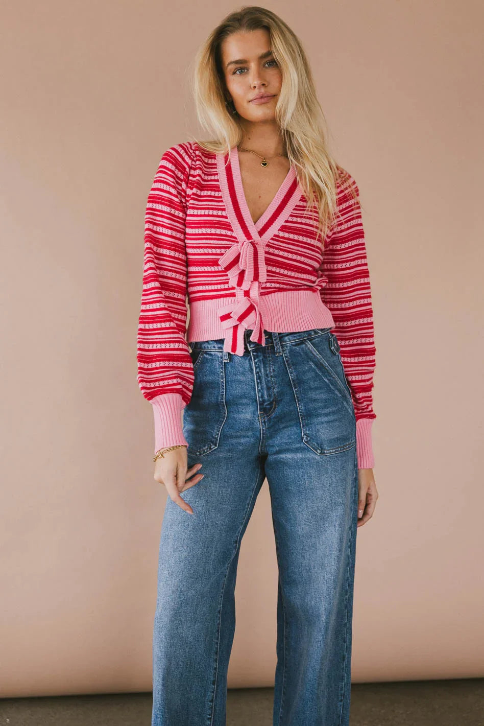 Kiara Striped Cardigan in Pink FINAL SALE