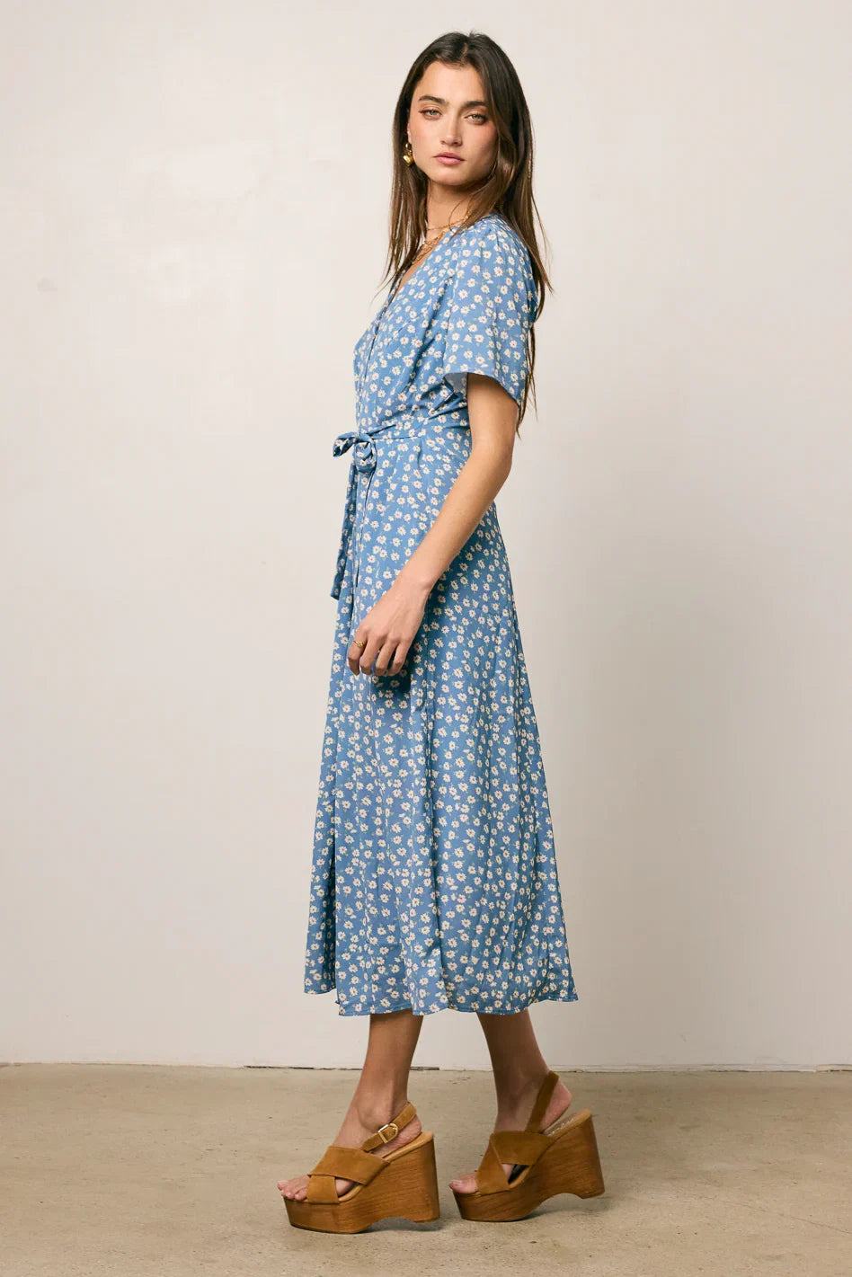 Malik Floral Midi Dress in Blue FINAL SALE