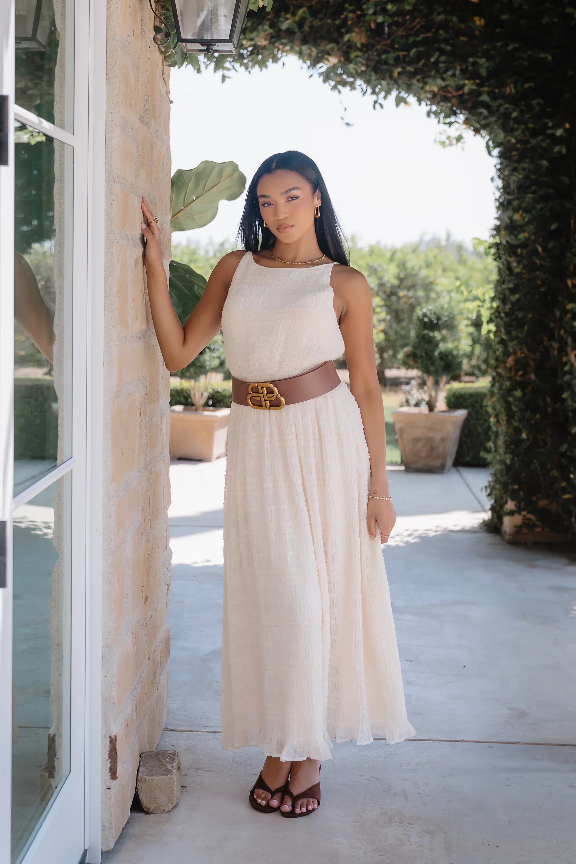 Jordy Textured Maxi Dress in Cream