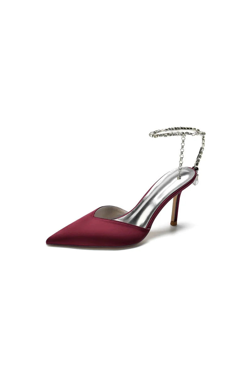 Cocktail Pointed Toe Crystal Strap High Heels
