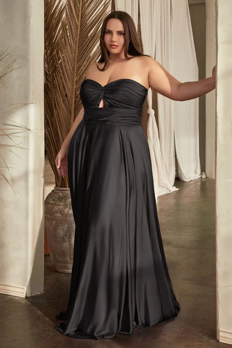 Madigan Gown STRAPLESS A LINE SOFT SATIN KEYHOLE DRESS