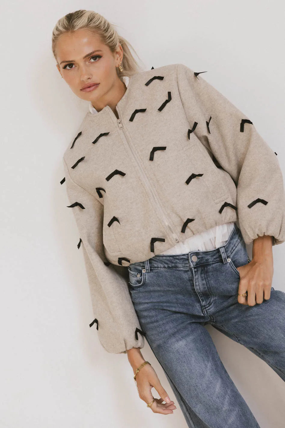 Leona Mini Bows Bomber Jacket FINAL SALE