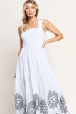 WHISPERS OF SUMMER BLACK WHITE MIDI DRESS