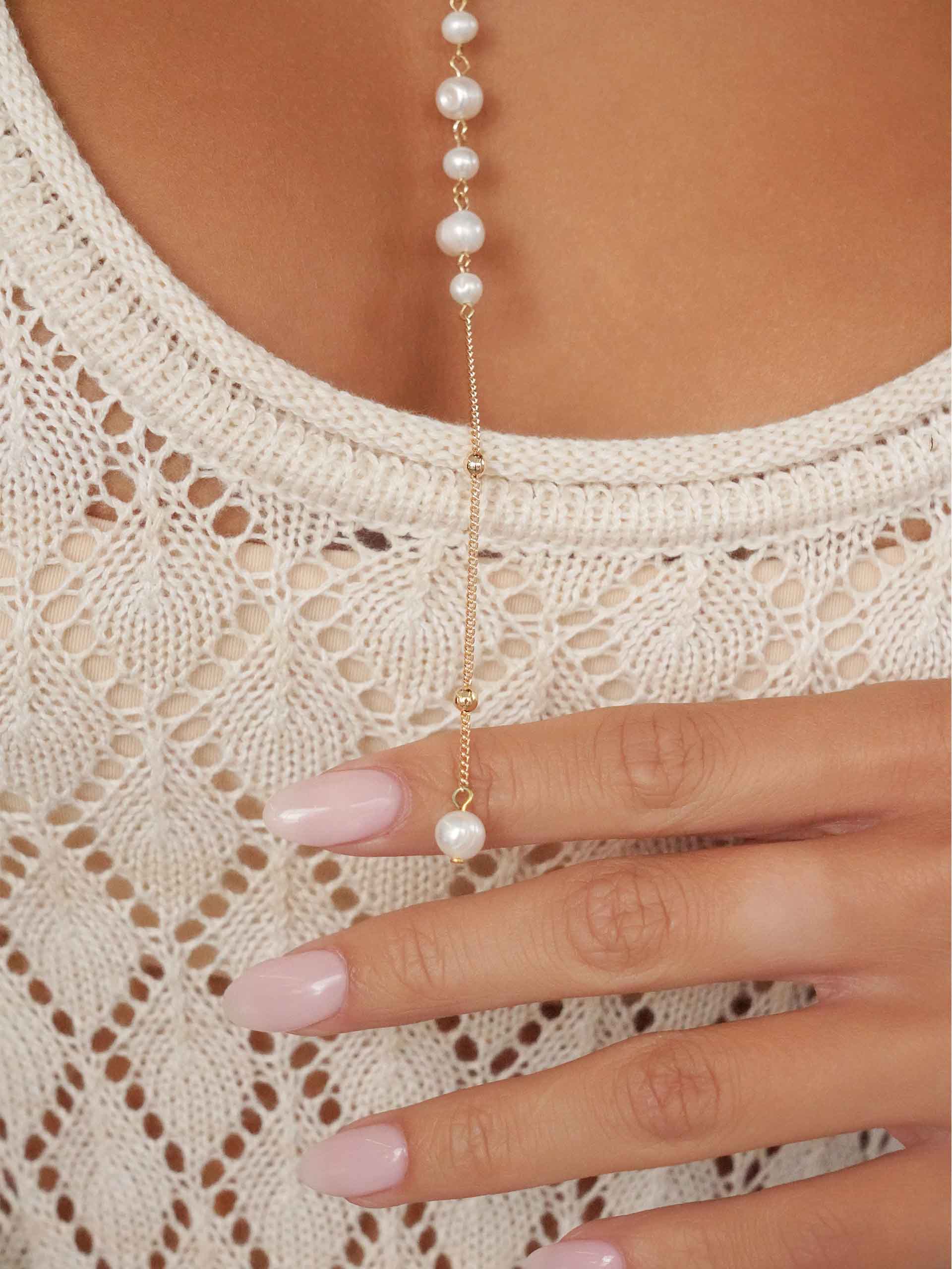 Coastal Pearl Lariat Necklace