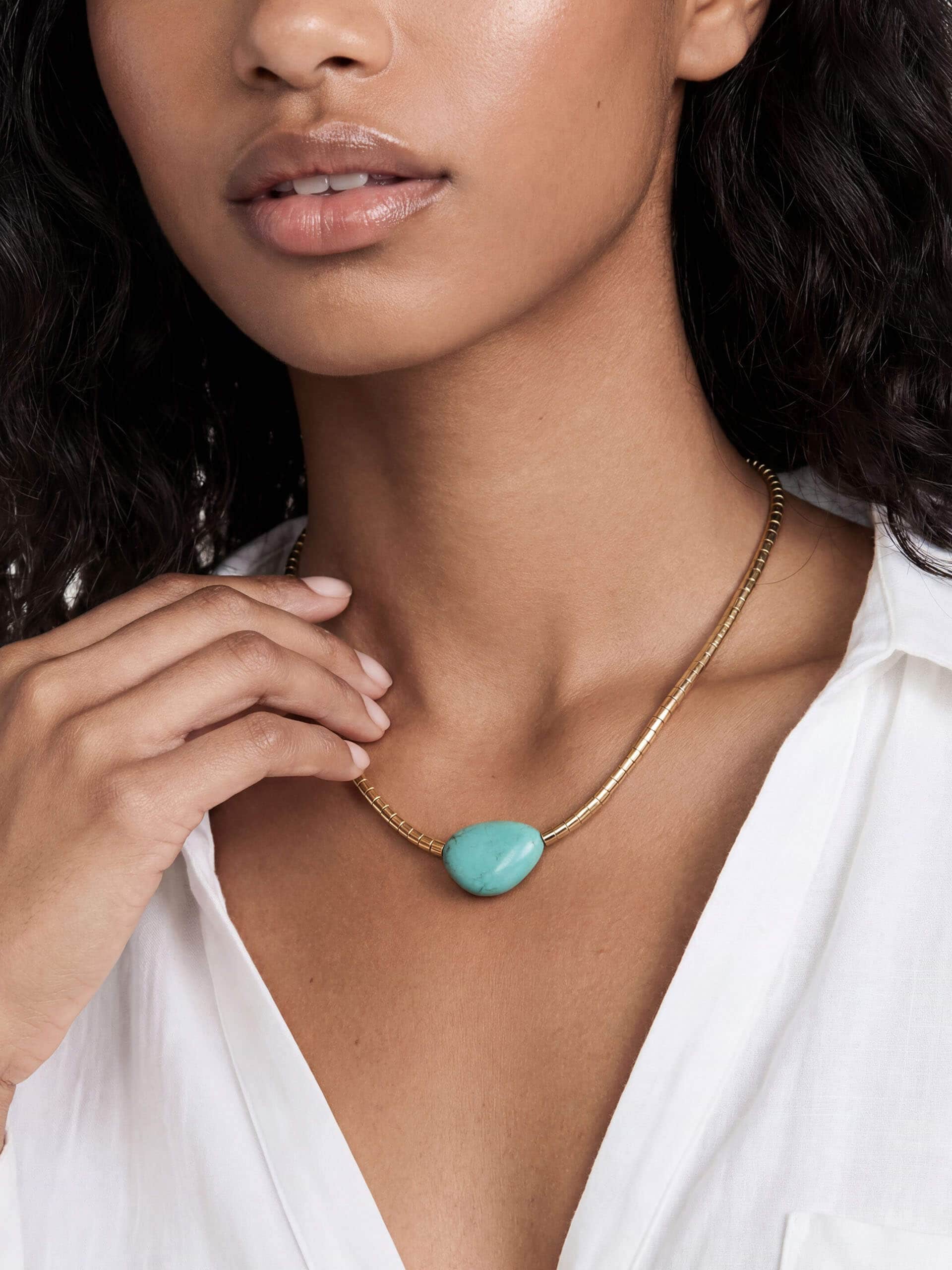 Beaded Turquoise Nugget Necklace