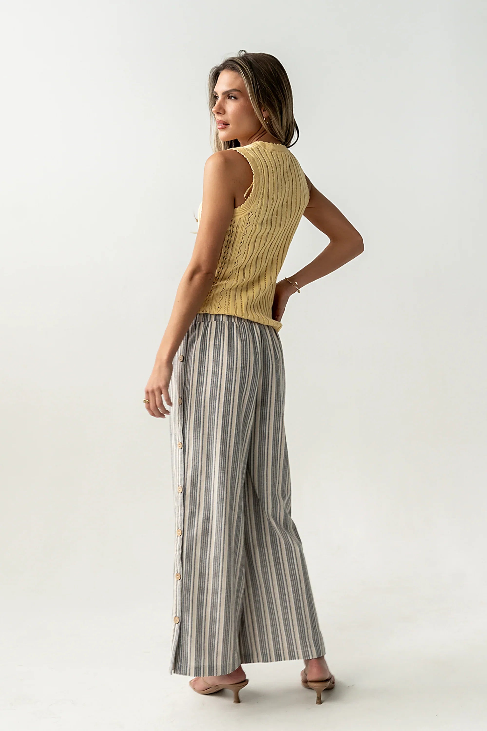Lina Pointelle Knit Tank in Yellow