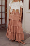 Rain Striped Maxi Skirt in Rust FINAL SALE