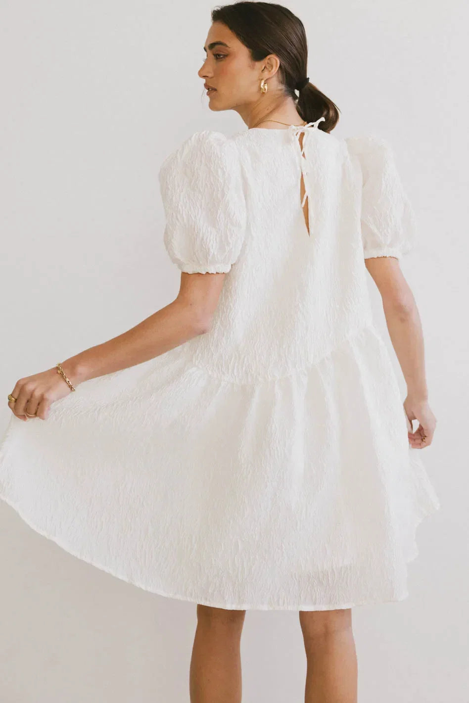 Maison Textured Mini Dress in White FINAL SALE