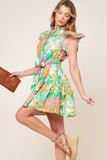 PORT OF CALL MINI DRESS GREEN MULTI