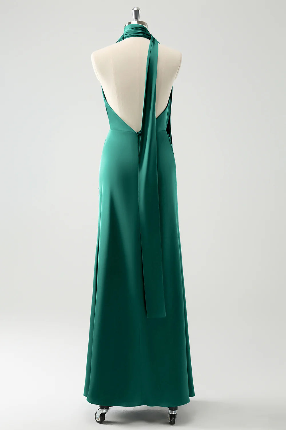 Burgundy Sheath Convertible Deep V Neck Ruched Long Bridesmaid Dress with Open Back