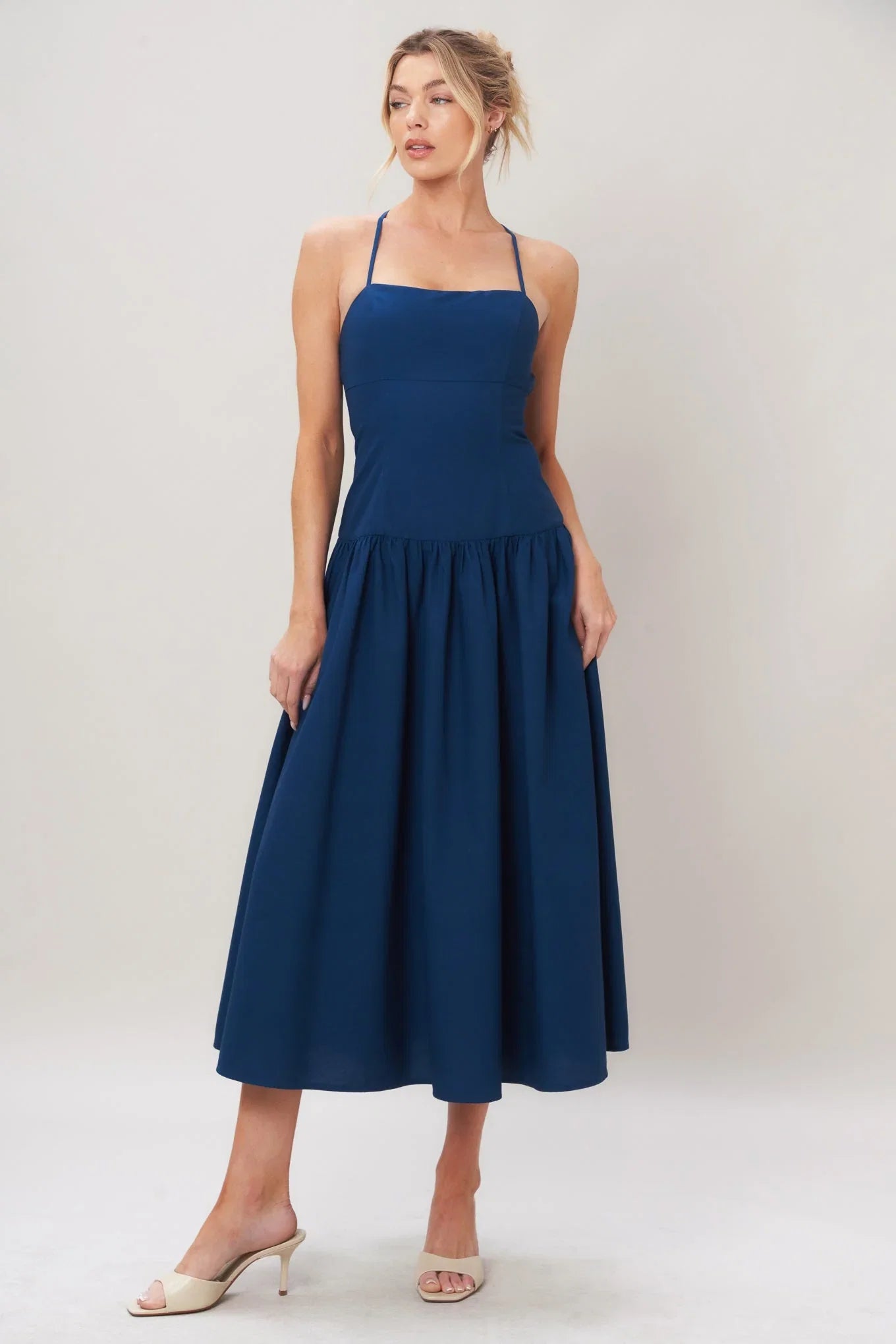 REFINED FLOW NAVY MIDI DRESS