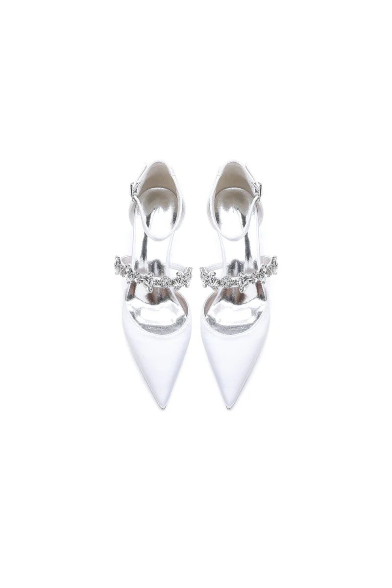 Pointed Toe Rhinestone Ankle Straps High Heels