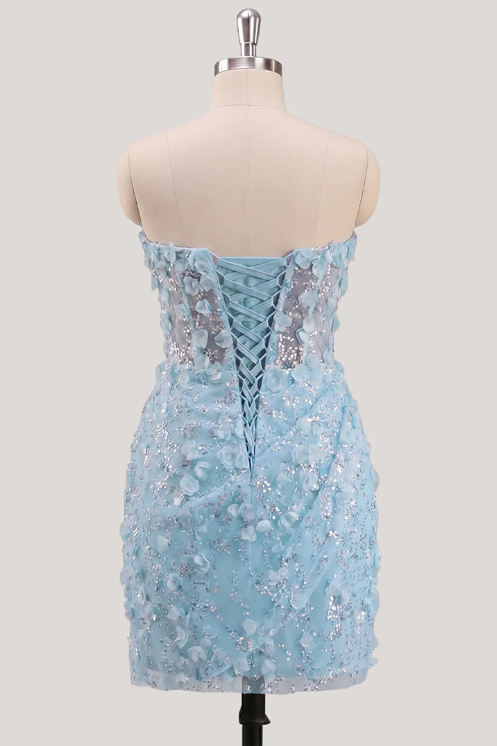 Bodycon Corset Strapless Sequin Light Blue Homecoming Dress