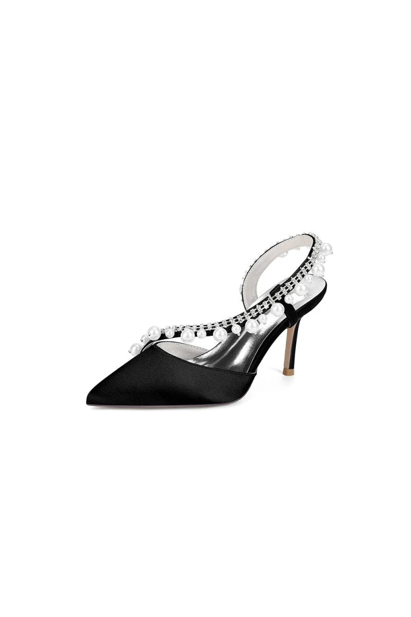 Royal Blue High Heels with Pearl and Crystal Embellishments Description