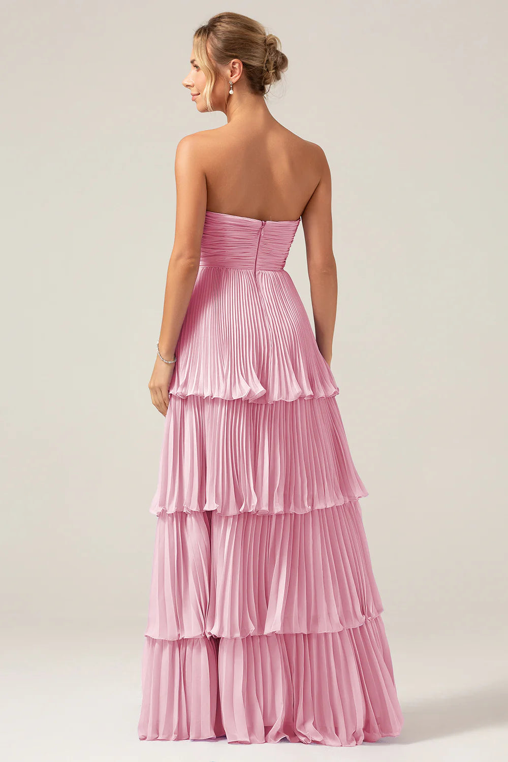 Dusty Sage A Line Sweetheart Tiered Chiffon Floor Length Dress