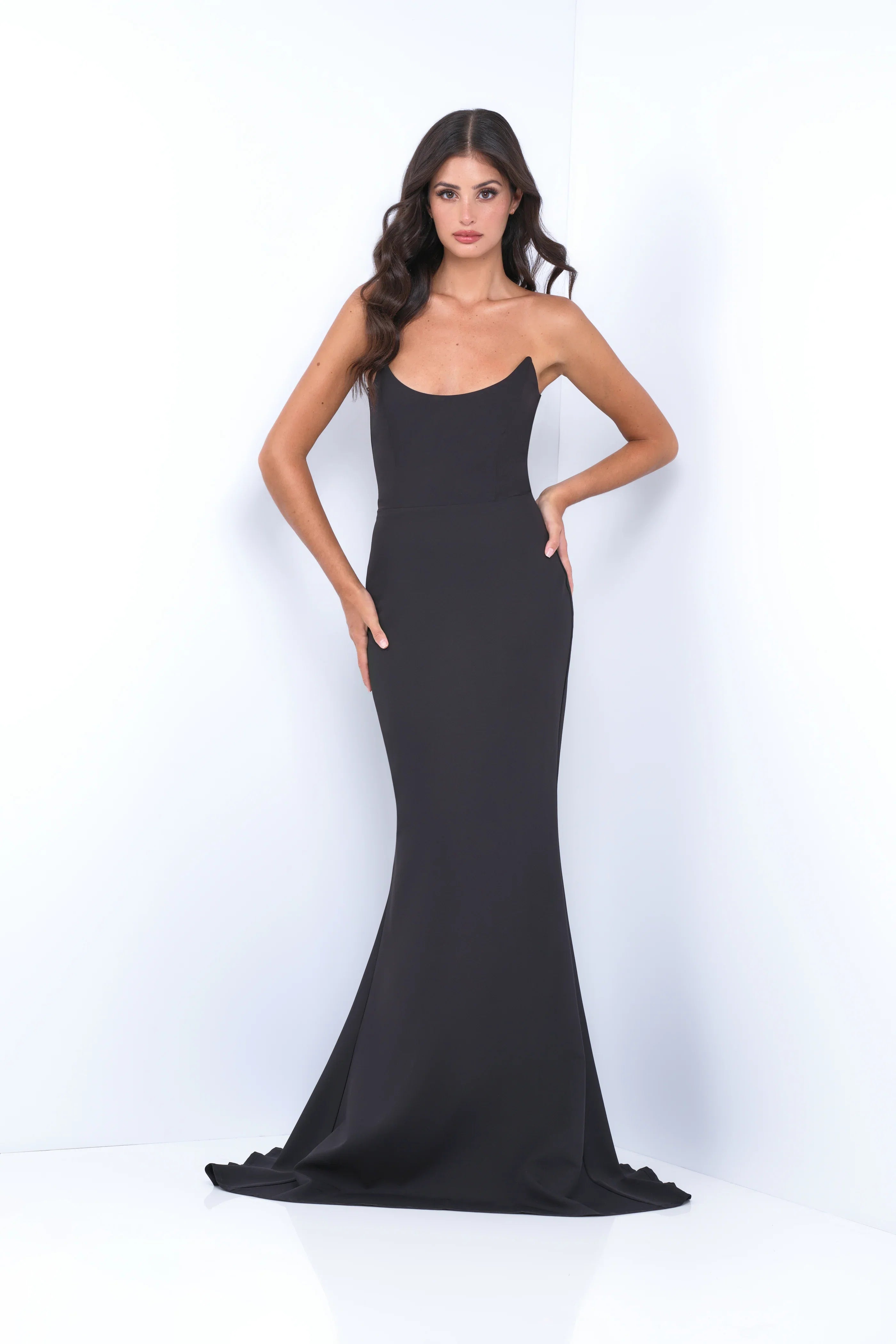 Daris Gown Black Cat Eye Scoop Neckline Dress