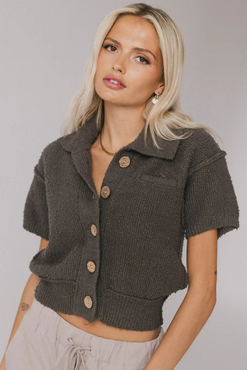 Hayes Knit Cardigan in Charcoal FINAL SALE
