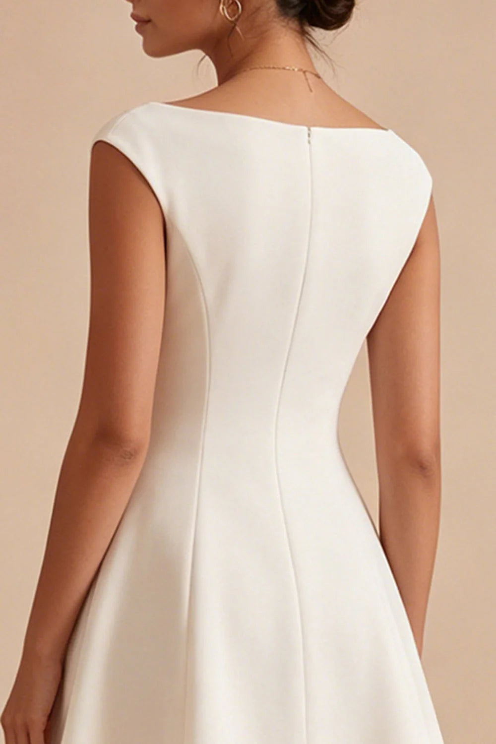 White A Line Bateau Neck Mini Dress