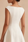 White A Line Bateau Neck Mini Dress