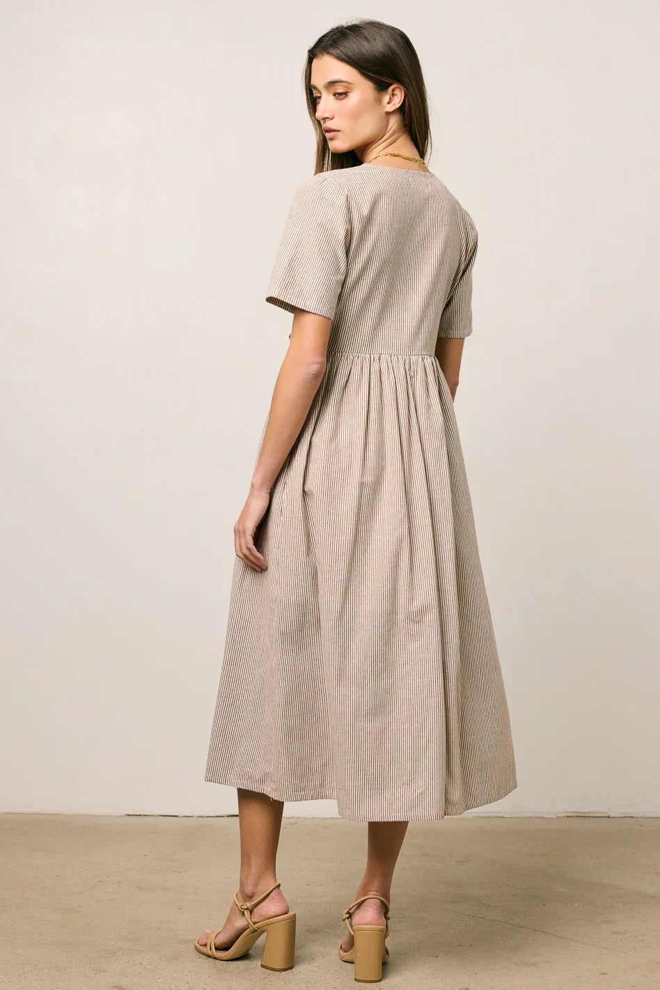 Narla Striped Midi Dress in Brown FINAL SALE