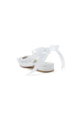 Satin Pointed Toe Mesh Low Heels With Bow