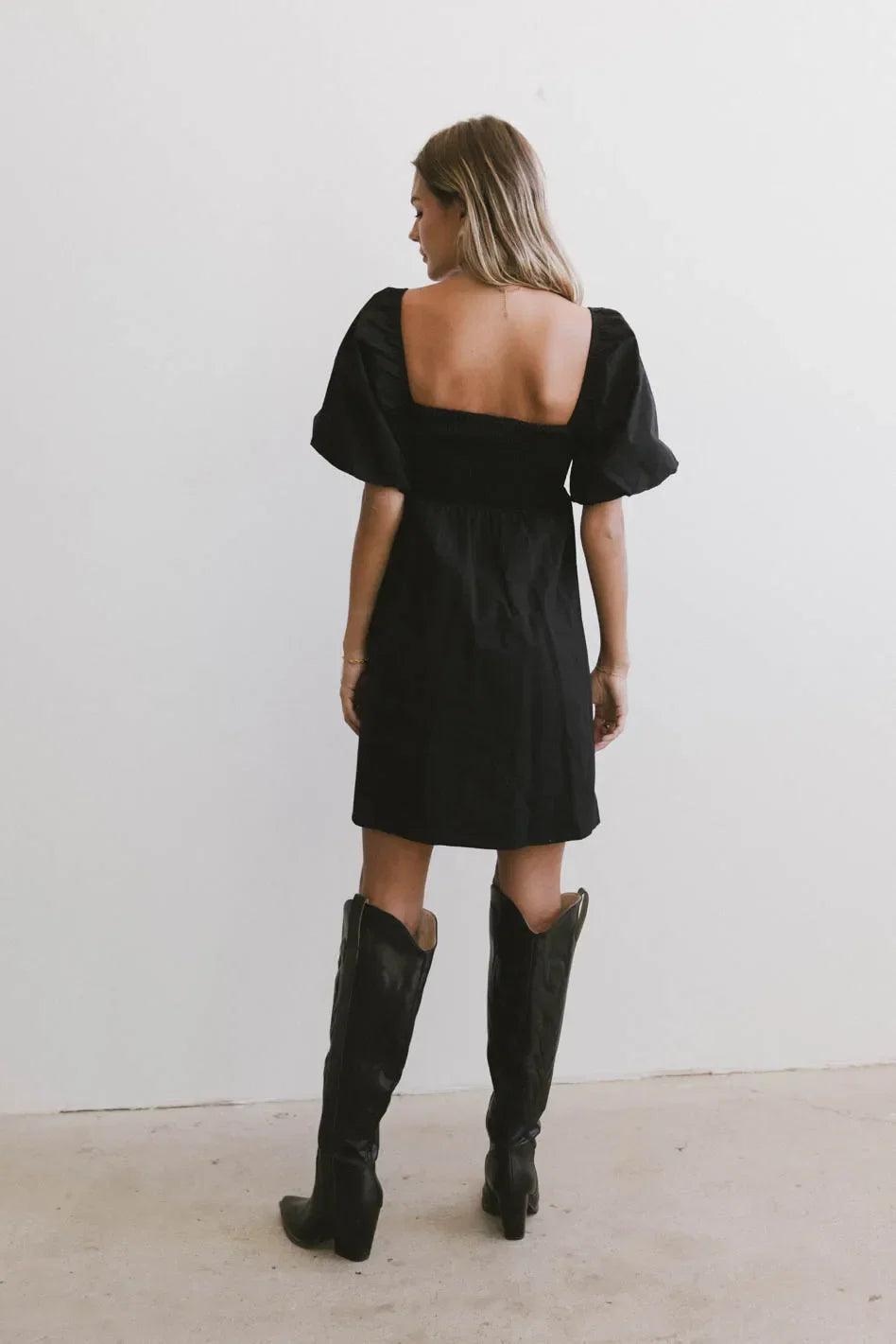 Dinah Pleated Mini Dress in Black FINAL SALE
