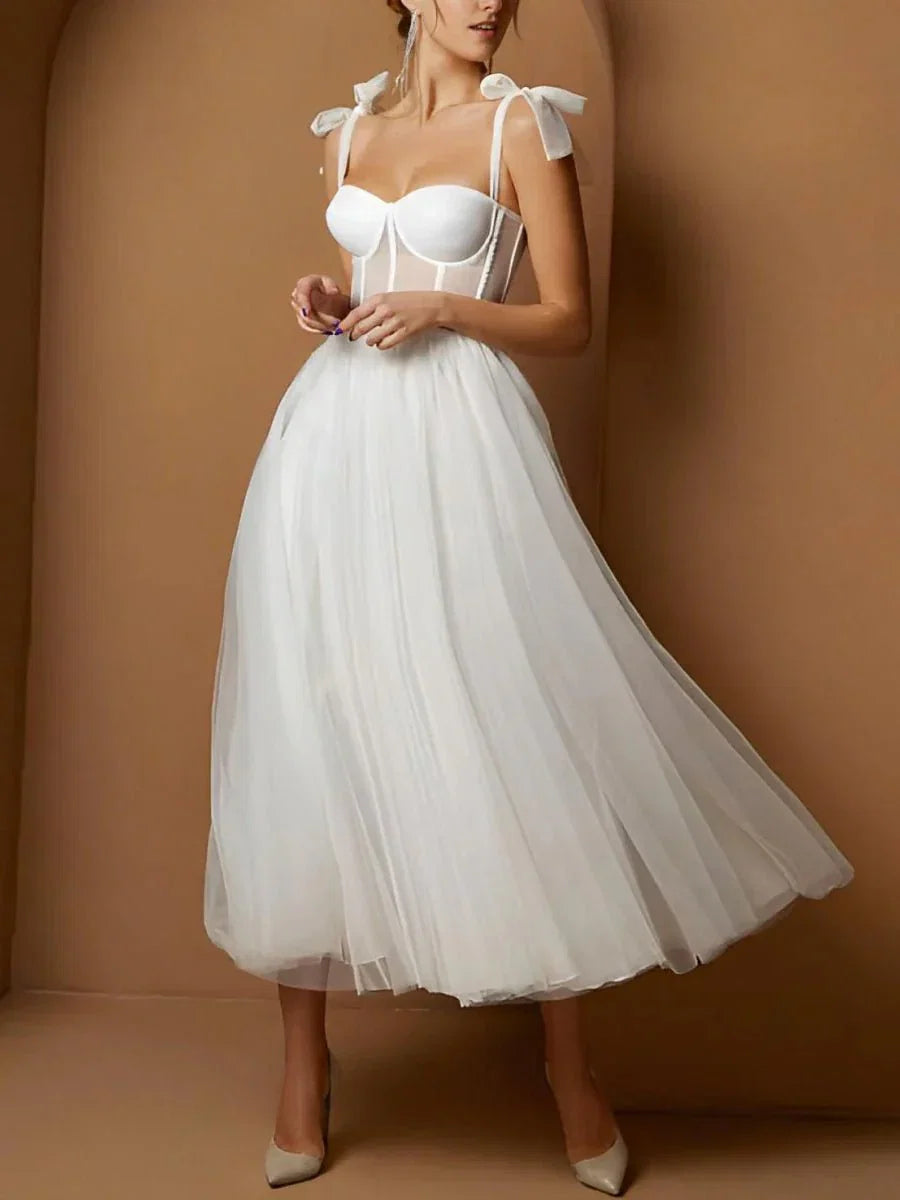 Sex Short White Wedding Dresses With Tulle Tea Length