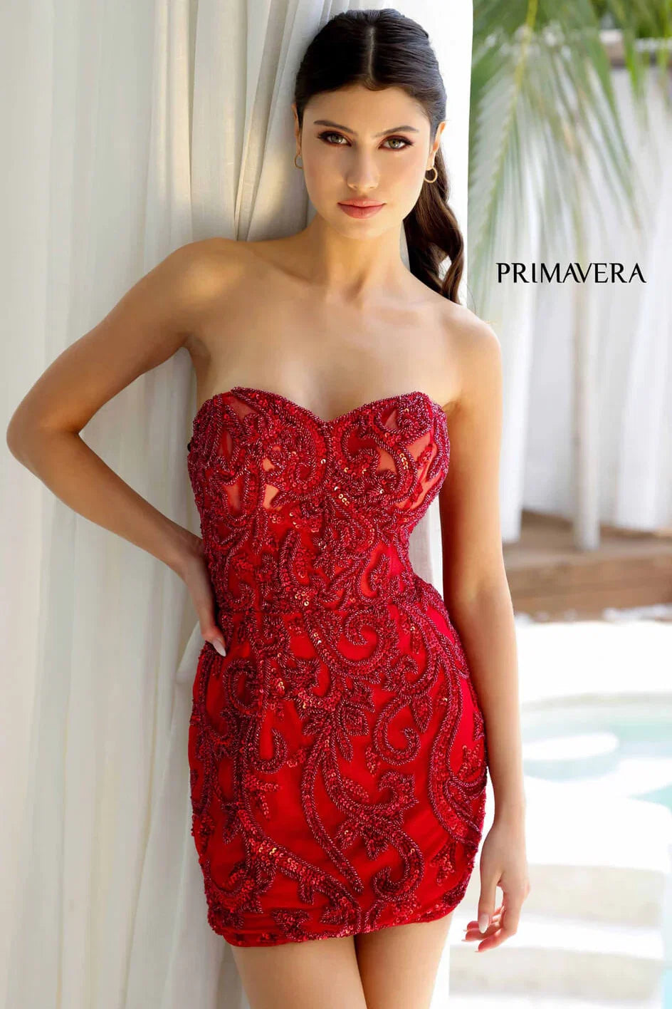 4227 Primavera Corset Beaded Mini Dress