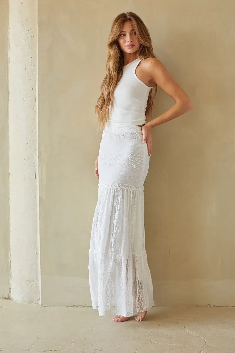 Fawn Lace Tiered Maxi Skirt