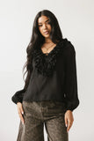 Calispell Sheer Collared Blouse in Black FINAL SALE