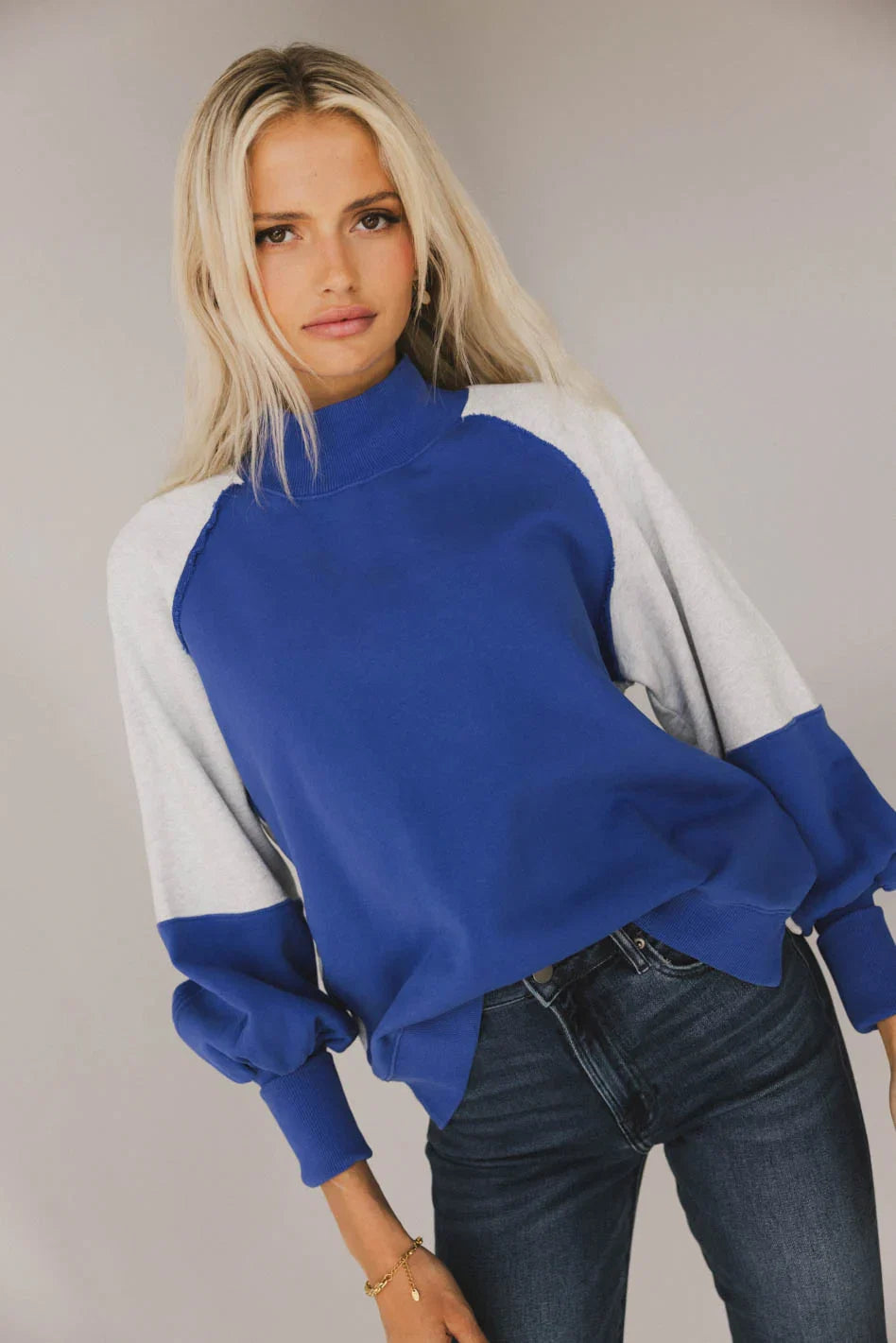 Drew Colorblock Sweatshirt in Blue FINAL SALE