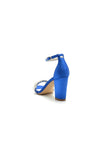 Open Toe Chunky Heels with Rhinestone