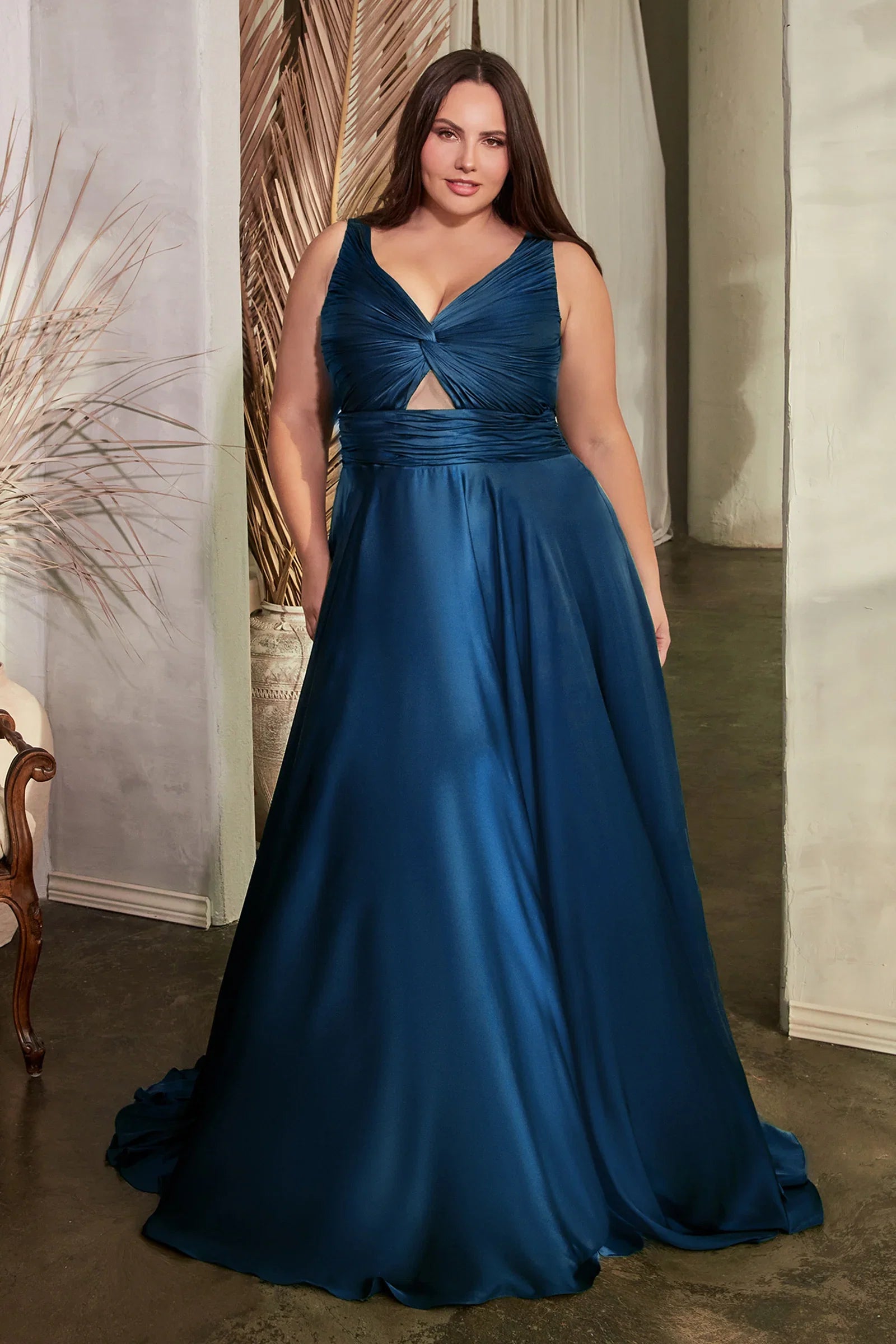 Marlena Gown A Line Keyhole Soft Satin Dress