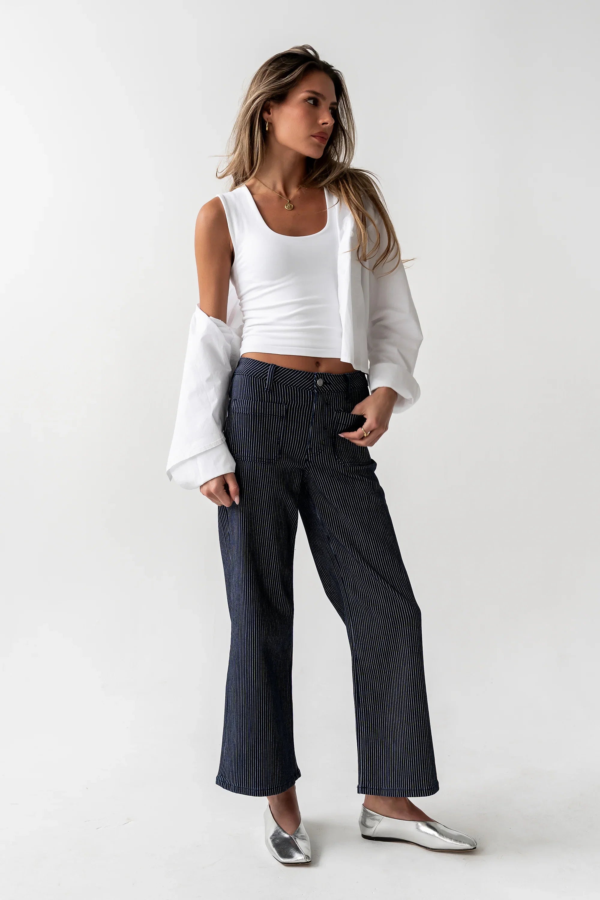 Ariana Striped Wide Leg Jeans