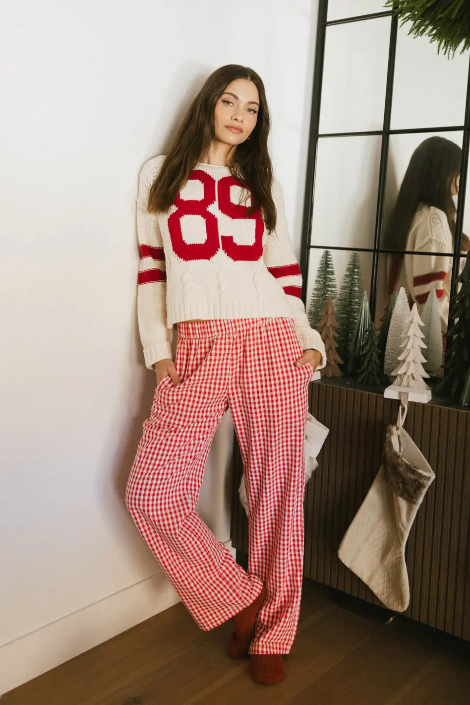 Romero Gingham Pants in Red FINAL SALE
